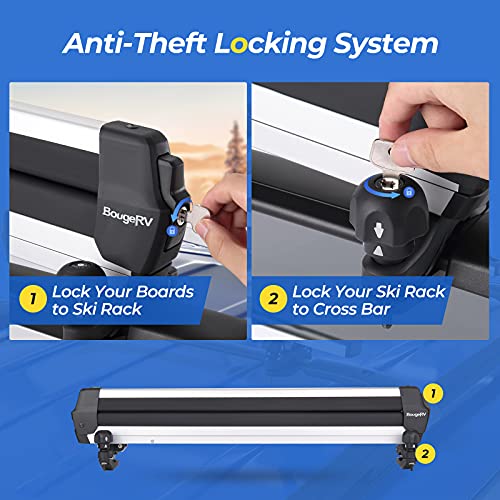 BougeRV Ski & Snowboard Racks 2.0 with AntiTheft Lock, Extension with