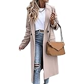 IDEALSANXUN Womens Long Wool Coats Fall Winter Notch Lapel Dressy Peacoat Jackets