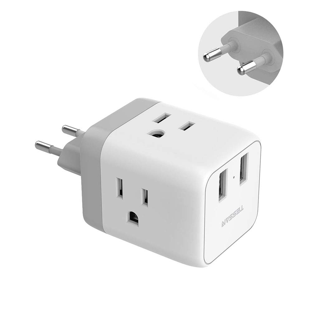 Power Italy Adapter, L) (Type Ports Charging USB 2 And Plug Grounded