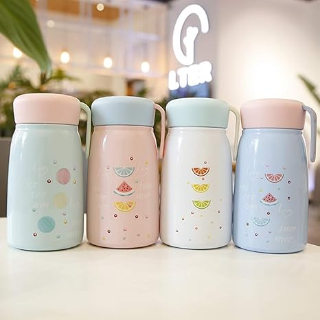 Amazon 350ml かわいいフルーツ 304 ステンレス 水筒 二個入り 直飲み 軽量モデル 真空断熱 ケータイマグ 洗いやすい 密封され ポータブル 保冷 保温 魔法瓶 T F 350ml ホワイト 水筒 マグボトル オンライン通販