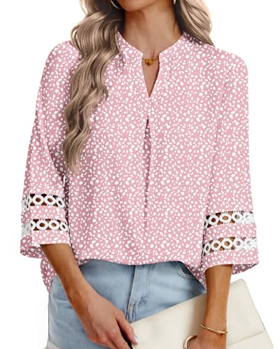 PYGFEMR 3/4 Length Sleeve Womens Tops Plus Size Dressy Trendy Work Blouses at Amazon