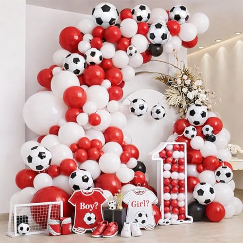 White Red & Football Balloons