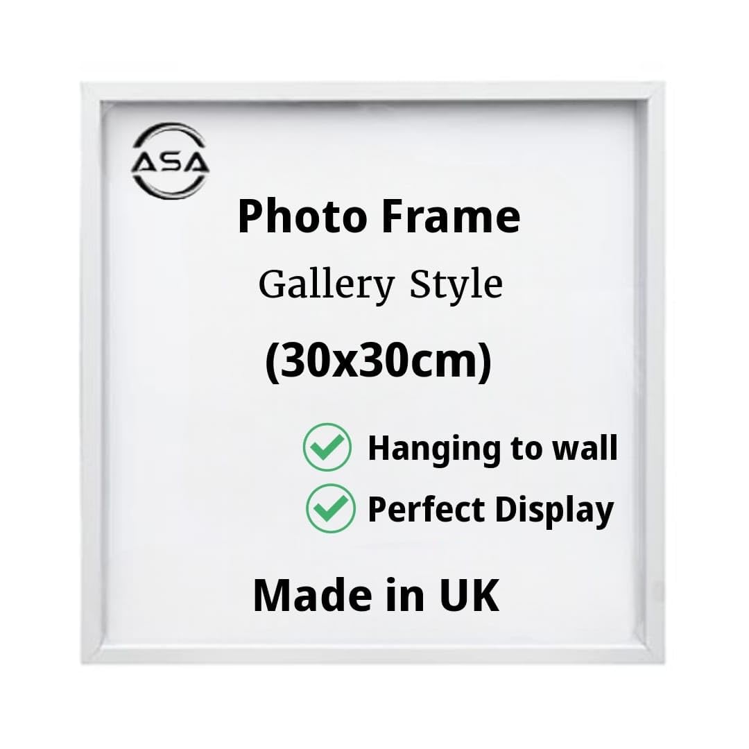 30x30 Modern Photo Frame Wooden Picture Frames MDF Portrait or Landscape Wall Mountable Poster Certificate Frames White Black Oak (White, 30x30)