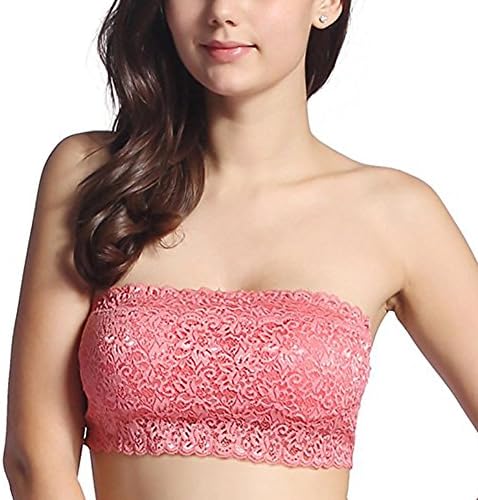 ZHIHONG Women's Full Lace Stretch Padded Boob Tube Strapless Bandeau Bra