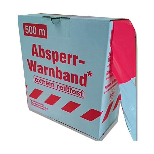Warnband, Absperrband 500 m rot/weiss geblockt im Karton