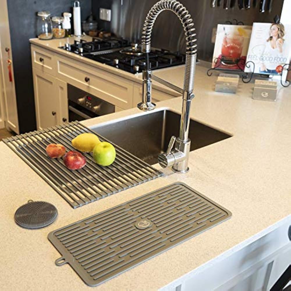  Multi Purpose RollUp Dish Drying Rack, Mat & Sponge Gift Set Made Of