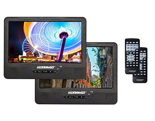 Koramzi Portable 9" Dual Screen Dual DVD Player W Rechargeable Battery/ AC Adapter/ AV In/ USB &SD / Remote Control/ Car Adapt/ IR Transmitter Ready/ USB /Headrest Mounting Kit (Certified Refurbished) - Thumbnail 7