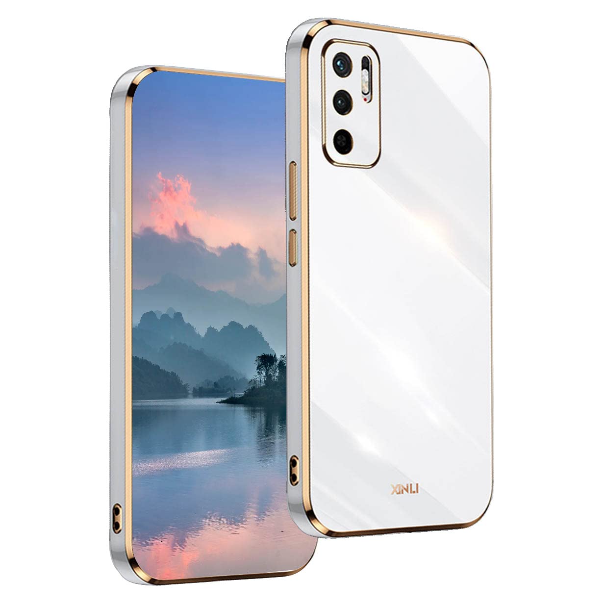 UPLAI Case for Xiaomi Redmi Note 10 5G / Poco M3 Pro 5G, Ultra Thin Shockproof Protection Cover with Electroplating Design, Premium TPU Bumper and Soft Silicone Stylish Durable Cover.(White) — image 1