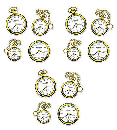 Beistle 59918, 12 Piece Clock Cutouts, 10"-12.75", Black/White/Yellow