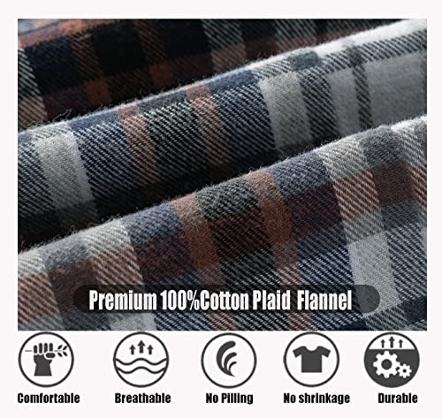 MEN’S WESTERN SNAP CASUAL SHIRT TWO POCKET LONG SLEEVE FLANNEL SHIRT (WHTBRW. 2X)