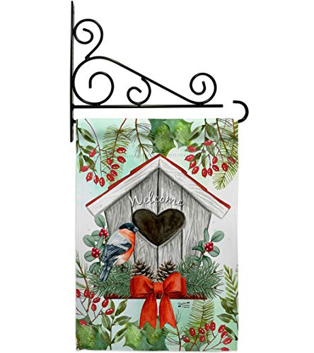 Angeleno Heritage Welcome Winter Garden Flag Set Wall Holder Wonderland Snowfla…