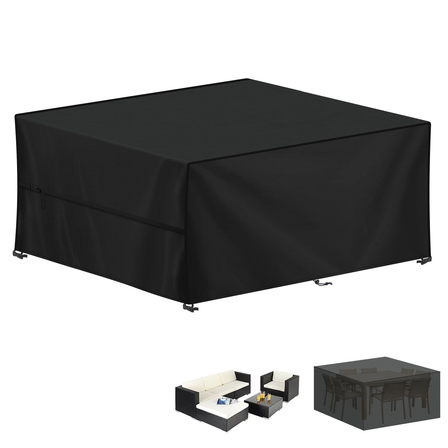 LAMUNI Large Garden Furniture Covers, 250x210x90cm Outdoor Garden Furniture Set Cover, 420D Oxford Patio Table Cover Waterproof Patio Furniture Covers for Outside Chair and Table Rattan Sofa Cover