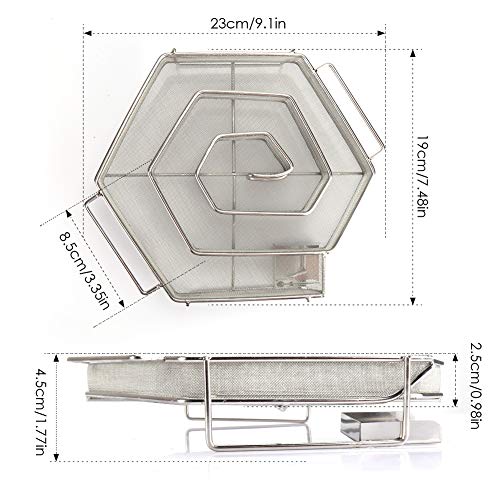 PiscatorZone Cold Smoker Generator Pellet Smoker Charcoal Grill Smoker Box, Stainless Steel Bracket for BBQ Wood Chips(Hexagon) - Thumbnail 2