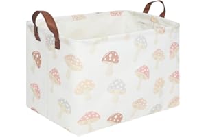 FXOCSHE Rectangular Baby Laundry Basket,Mushroom Basket,Collapsible Waterproof Kids Toys Storage box,kids gift hamper,Toy Bins,Baby Room Decor(Mushroom)