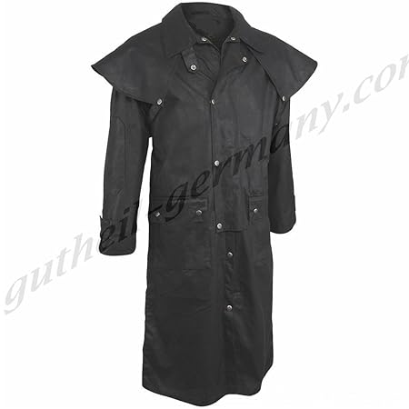 gutheil-germany Oilskin Mantel Reitmantel Wachsmantel Staubmantel Western Duster schwarz Black
