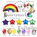 HUGE Unicorn Rainbow Star Mylar Latex Happy Birthday Balloon decorations Bundle with 8 Party Invitations and temporary tattoo
