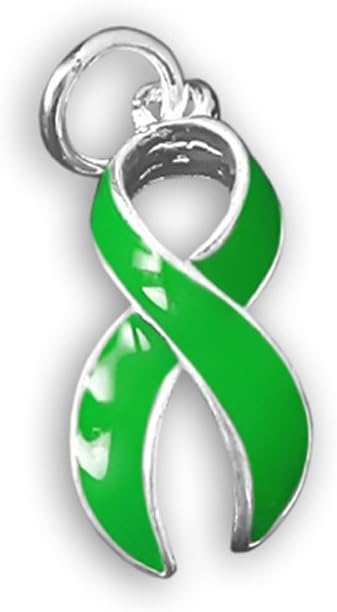 Amazon Com Fundraising For A Cause Green Ribbon Awareness Charm Liver Cancer Awareness Ribbon Shaped Charm 1 Charm Retail