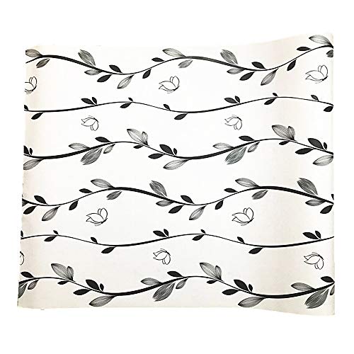 Self Adhesive White Leaf Decorative  Vinyl Shelf Drawer Liner Home Decor Wallpaper 17x118 inch - Thumbnail 7