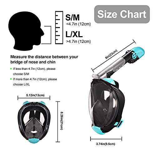 Gocheer Swimming Mask,Scuba Goggles Full Face with Nose Cover Diving Mask Snorkel Kit Foldable Underwater Breathing Device for Adult,Swimming (S/M) - Thumbnail 3