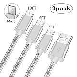 Charger Charging Cable Cord For Samsung Galaxy j7 Sky Pro/Pro/Perx/Star/2015 2016 2017 2018/J7V/Prime,j3 Emerge/Luna Pro/Eclipse/Mission/J3V/Express Prime 2,On5/On7/On8/S3/J6/J2/J1,Micro Usb 3 6 10 FT