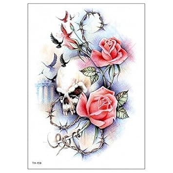 Tête De Mort Et Roses De Tatouage Th 159 Ausdrucksvolles