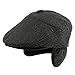 Mens Winter Hat with Ear Flap Fitted Hat Hunting Wool Newsboy Cap Black Ivy Flat Cap with Earflap XL SIGGI