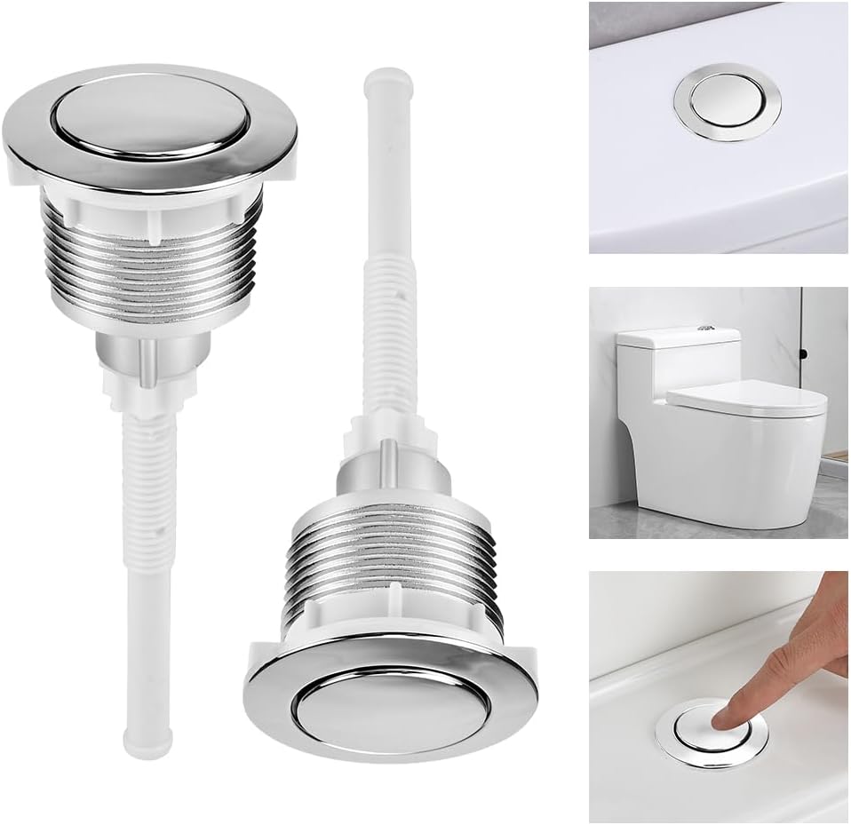 ADERTOS 2 Pack 38mm Toilet Flush Button Chrome Silver 1 Press Replacement