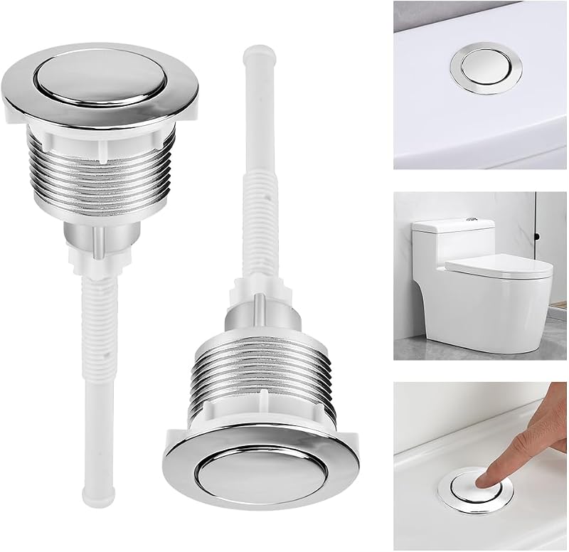 ADERTOS 2 Pack 38mm Toilet Flush Button Chrome Silver 1 Press Replacement