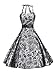 YUSHENGSM 50s Halter Flock Tattoo Prom Party Silver Cocktail Dress