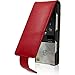 iGadgitz U3522 Leather Flip Case Cover with Detachable Carabiner +Belt Loop +Magnetic Closure +Screen Protector Compatible with Sony Walkman NWZ-A15, A17, A25, A27 8GB 16GB 32GB & 64GB - Red