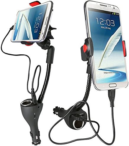 The Sunrise*Cradle Dock Station / Mount / Adapter with 2 USB Rapid Chargers / Power Outlet and 360° Degree Rotating Gooseneck Holder for Apple iPhone 6, 6 Plus, Other Android Smartphones (Black)