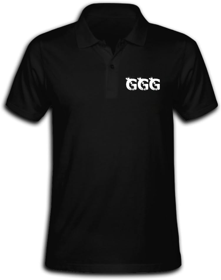 LZHEN Men's Polo Shirt Gennady Golovkin GGG Logo Black L