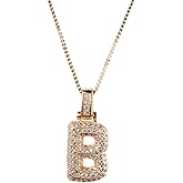 YGLINE Bubble Letter Necklace for Women,Rhinestone Bubble Initial Necklace for Her