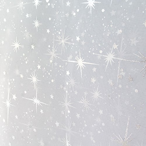 Star Bursts Sheer Organza 58 Inch Wide Fabric by the Yard (F.E. (White)