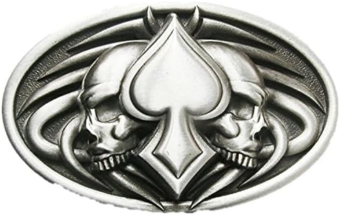 Vintage Tattoo Twin Skull With Ace Spade Oval Belt Buckle Get One Metal Pendant