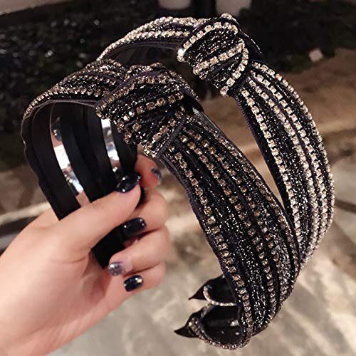 2pcs Headbands Women Hair Head Band with Diamonds Middle Knotted and Twisted Headband Fashion Cute Hairbands Hair Accessories for Girls and Women