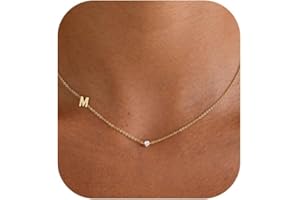 FUCJOEE Initial Necklaces for Women, Dainty Stocking Stuffers 14K Gold Plated Sideways Letter Necklace Simple Choker Necklace Personalized Initial Name Necklaces for Women Cute Trendy Stuff Teen Jewelry Gifts