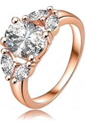 AnaZoz Jewelry 18K Rose Gold/Platinum Plate Ring Pave Swiss Ziron Rings