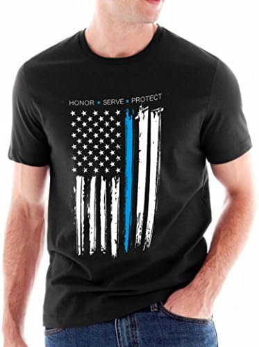 Victorcn US Stock USA Flag Honor Serve Protect Prtinted Men Shirt Cotton T-shirt Top (M)