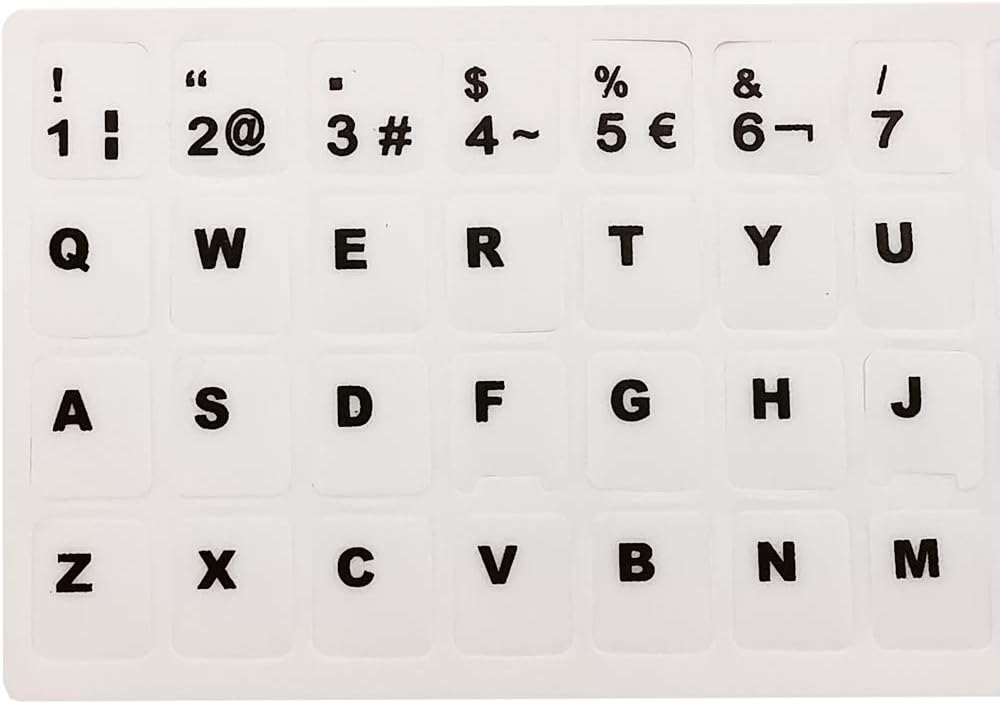 Keyboard Stickers, Black Letters with White Background, for all Laptops Desktop Computer's Keyboard (Spanish_White) - Image 5