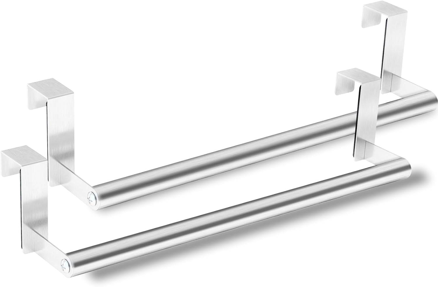Photo 1 of Over Cabinet Towel Holder, Stainless Steel Cabinet Door Towel Bar Rack Holders Fit on Over Cabinet Cupboard Doors, Kitchen, 2 Pack (Silver)