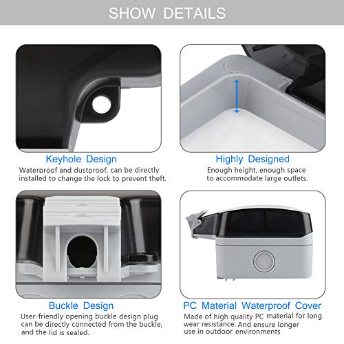 Außensteckdose, Staubdicht Steckdose Wandsteckdose für Außenbereich, IP66 Wetterfest Outdoor Steckdose Schutzkontakt… – Bild 7
