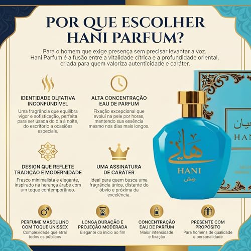 Perfume Masculino Árabe Hani Parfum Niche Oriental Erba 75ml Eau de Parfum