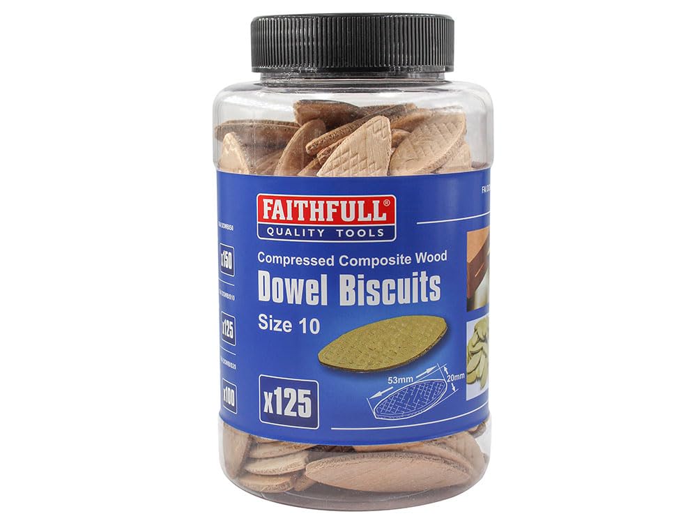 Faithfull Wood Joining Biscuits For Woodworking and Joinery- No.10 (Tub of 125)