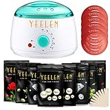 【24 in 1】 Yeelen Wax Warmer Hair Removal Waxing Kit Wax Melts + 8 Hard Wax Beans (1.76oz/pack)+ 10 Wax Applicator Sticks