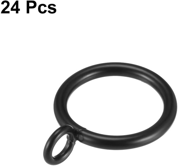 Sourcingmap Curtain Rings Metal 1 Inch Inner Dia Drapery Ring for Curtain Rods Black 24 Pcs - Image 4