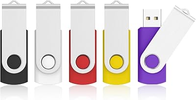 KOOTION 8GB USB Flash Drive 5 Pack USB 2.0 Swivel Memory Sticks (Mix-Color)