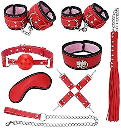 HUXP Couple Six-Toy 7/10 Piece Set, Couple Adventure Game Set, Adult Game Party Set,Leather Plush Game Kit (red-7PCS)