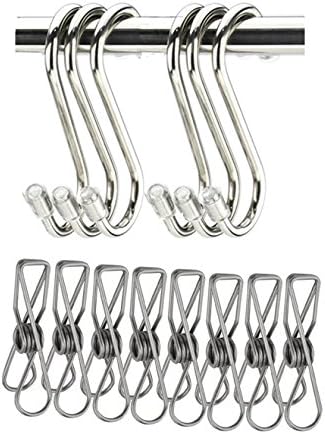 Seventopia S Kitchen Hooks for utensils pots pans with Laundry Hooks Clothes Pins Hanging Clips Metal - 20 Pack