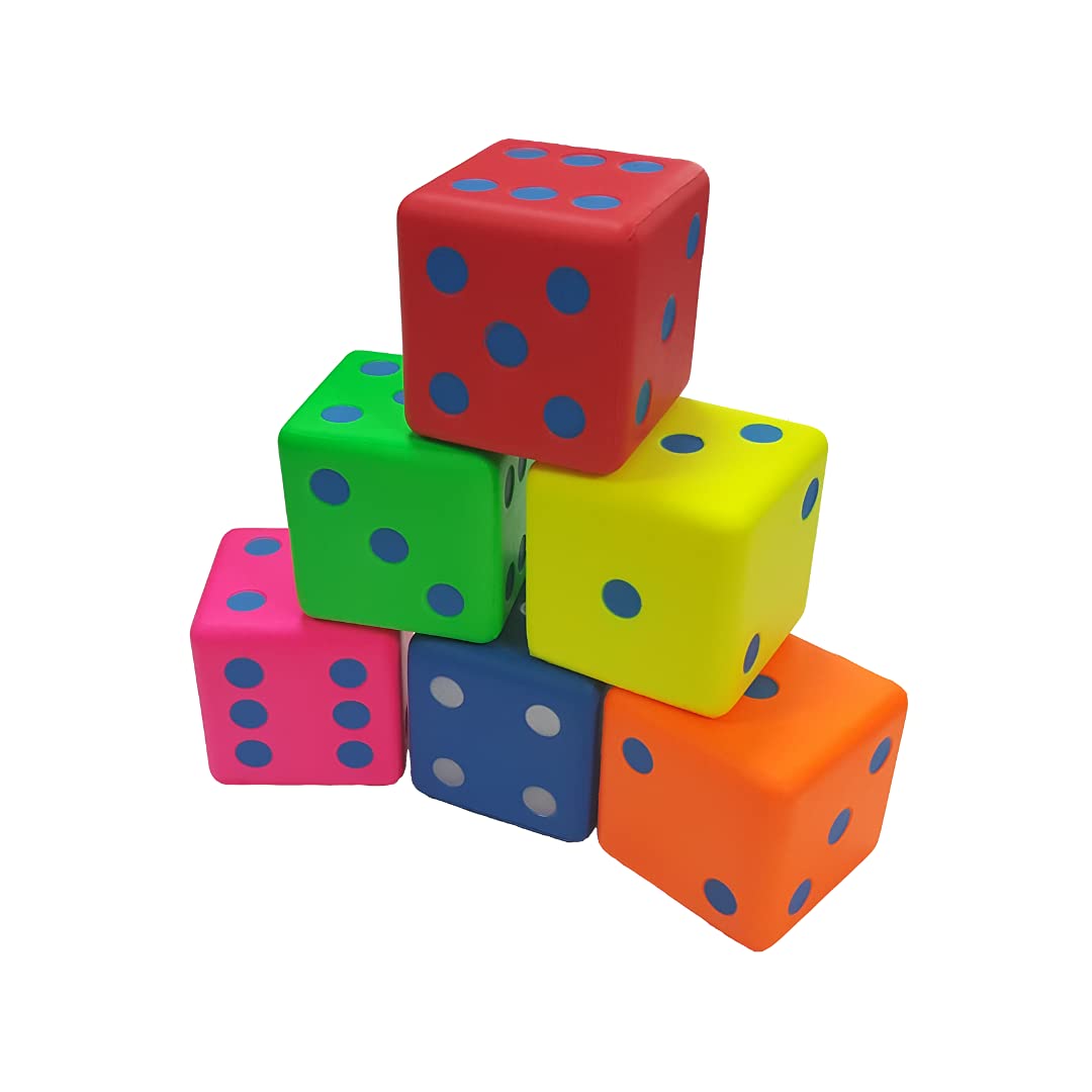 Macro Giant 3.2 Inch (8cm) PU Foam Playing Dice, Set of 6, Toy Brick, Board Games, Math Teaching, Family Game, Wedding Games, Kid Toy Gifts, Educational Toy